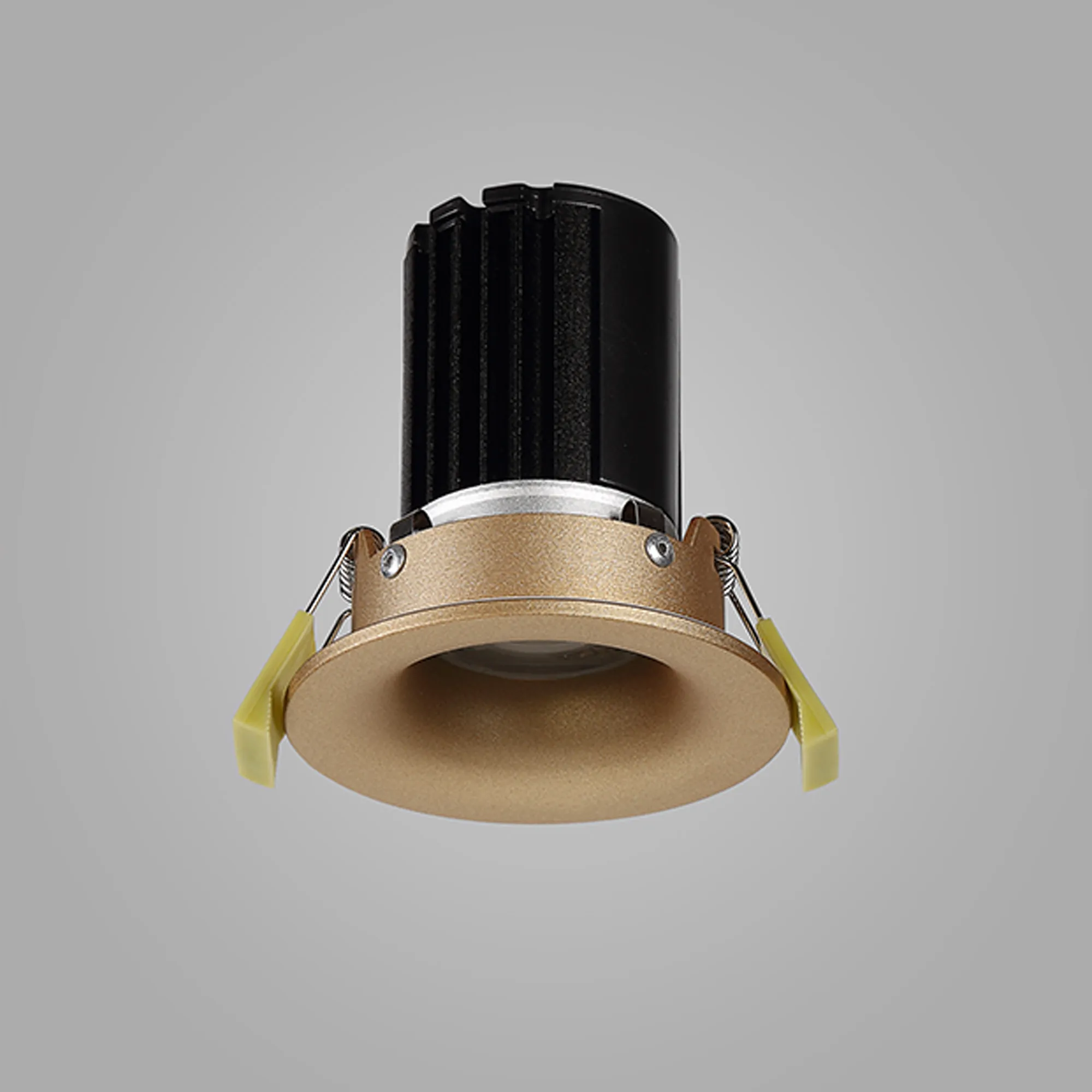 DM201563  Bruve 12 Tridonic powered 12W 2700K 1200lm 24° LED Engine,300mA , CRI>90 LED Engine Champagne Gold Fixed Round Recessed Downlight, Inner Glass cover, IP65